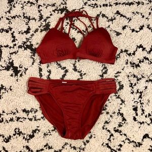 Athleta rust colored bikini top S bottom M